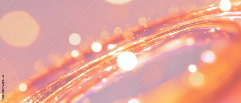 Poster Abstract circular spark patterns with a geometric banner create a vibrant visual effect