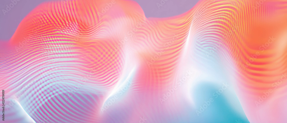 Poster Exploring abstract data streams and sound nodes within a vibrant digital landscape