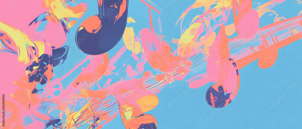 Poster Engaging abstract patterns reflecting the rhythm and energy of music for creative use