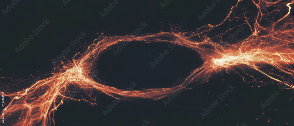 Aufkleber Dynamic display of flying sparks against an abstract background with empty center for creativity