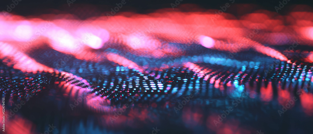 Poster glowing music equalizer background with dynamic colors and logo space