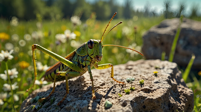 grasshopper on the grass