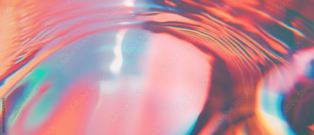 Poster holographic sound waves creating a vibrant abstract background with central clear focus area