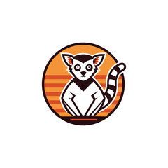 Lemur logo on Retro Vintage Background Vector Illustration T-shirt design Art