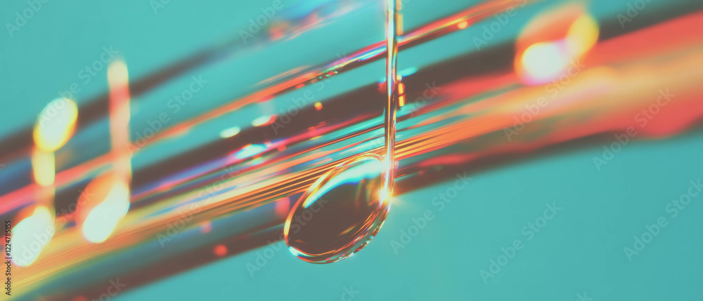 Poster reflecting light waves create an abstract musical experience with central focus area