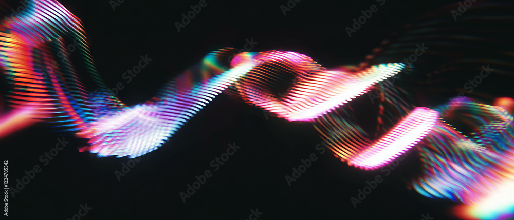 Poster Light trails create dynamic musical waves in an abstract design with empty center