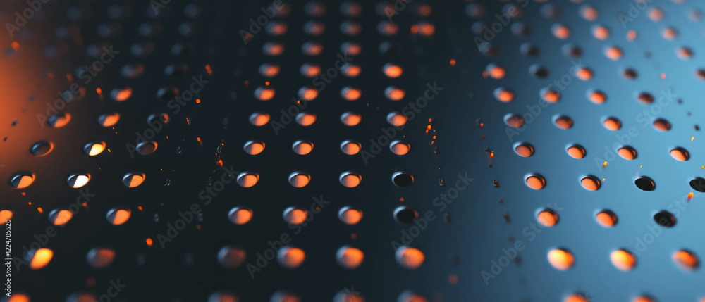 Poster Metallic sparks create dynamic energy with industrial backdrop and empty center space