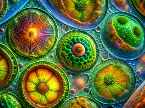 Microscopic Euglenid Phacus pleuronectes: Double Exposure DIC Microscopy Image