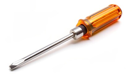 Orange-handled Screwdriver on White Background