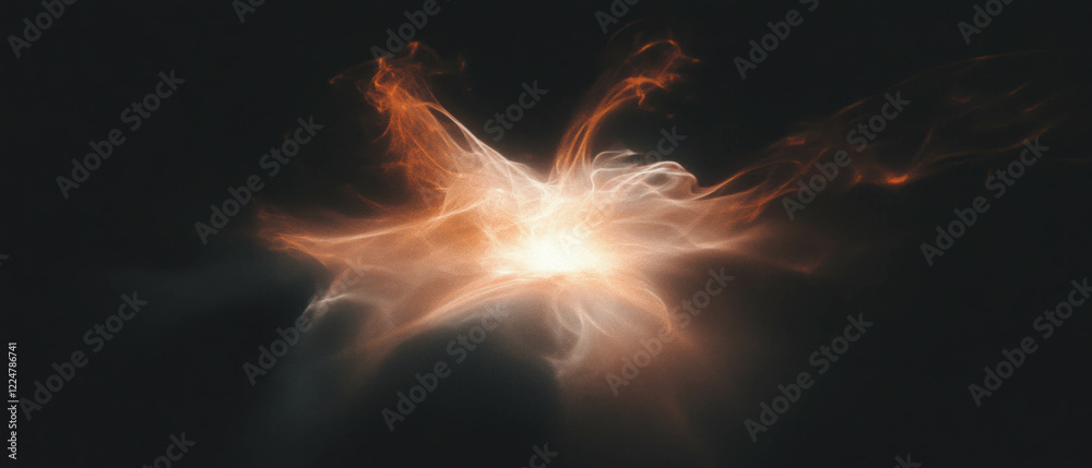 Poster Abstract visualization of fire with central glow and dark background creating dynamic texture