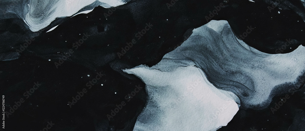 Poster Abstract representation using watercolors with symbolic elements on a dark background