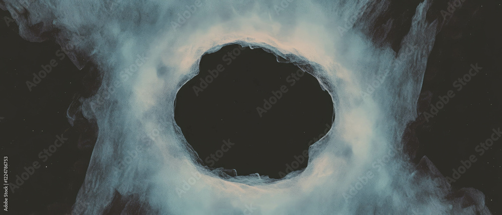Poster Abstract representation using watercolors showcases an empty center on a dark background
