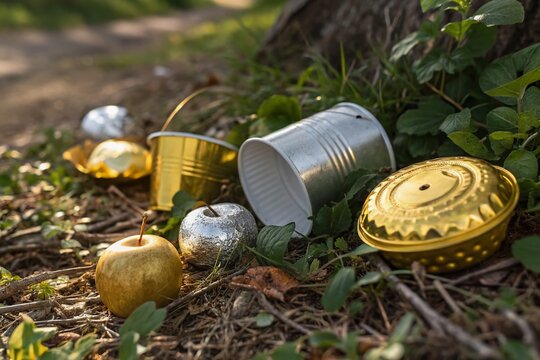 Midas Touch: Objects Transformed into Gold and Silver - Candid Photography Stock Photo