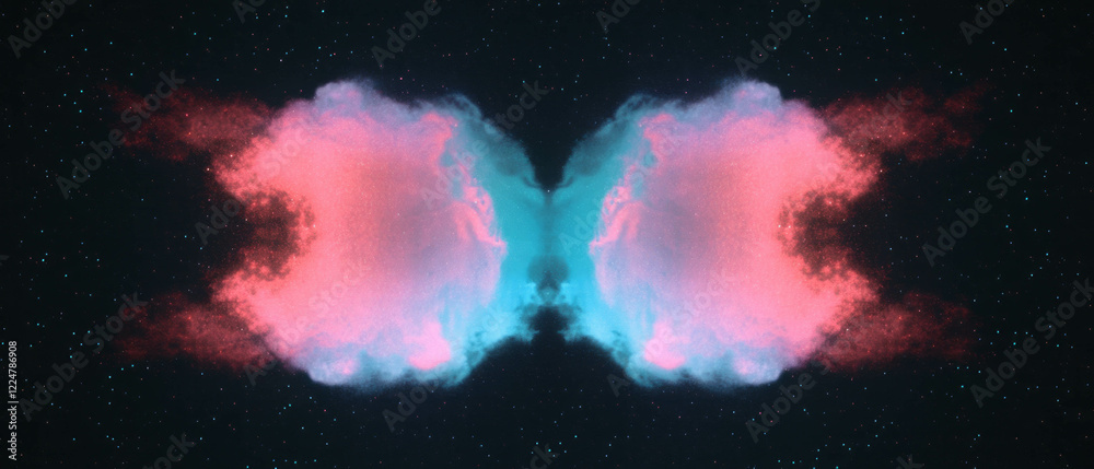 Poster overlay texture featuring abstract dust and vibrant light against a dark background