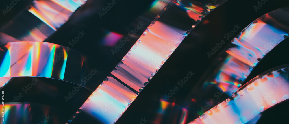 Poster artistic retro design featuring abstract film textures with clear areas on a black background