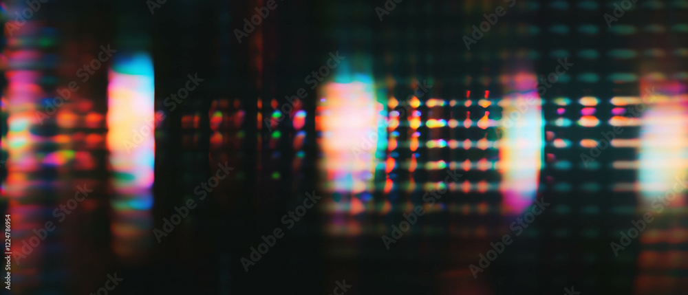 Poster overlay texture featuring abstract film with geometric patterns and light effects