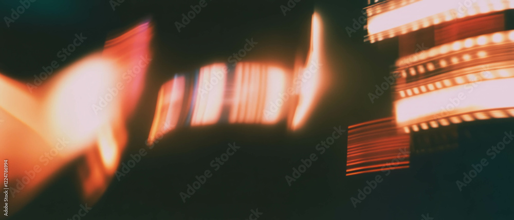 Poster abstract film textures with geometric patterns and light effects on a dark background