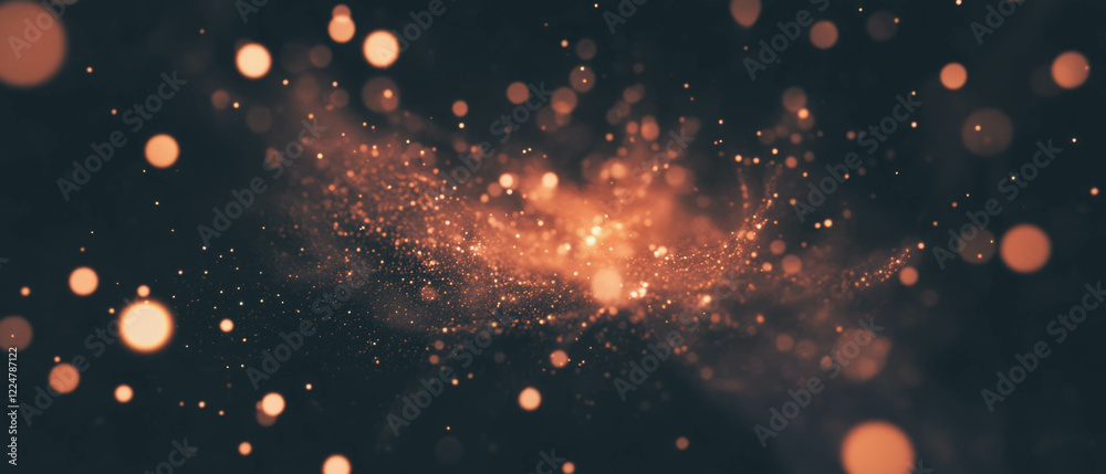 Poster overlay texture featuring abstract geometric shapes with fire sparks on a black background