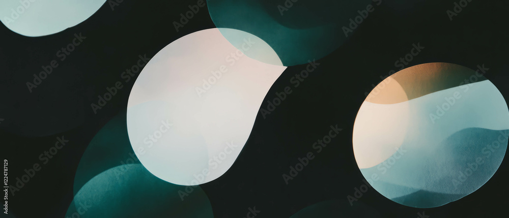 Poster Exploration of abstract paper shapes overlaying a dark background with artistic composition