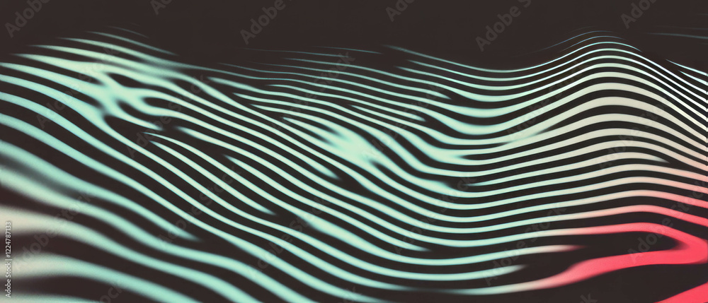 Poster Abstract light patterns create a retro artistic vibe on a dark background