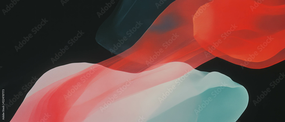 Poster exploration of abstract paper shapes with vibrant colors and clear areas against a dark background