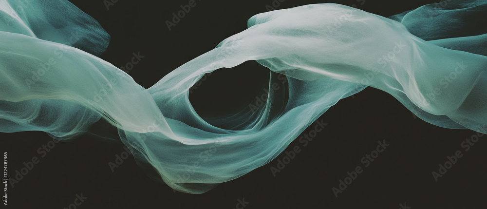 Poster Abstract representation of flowing textures with central empty space against black background