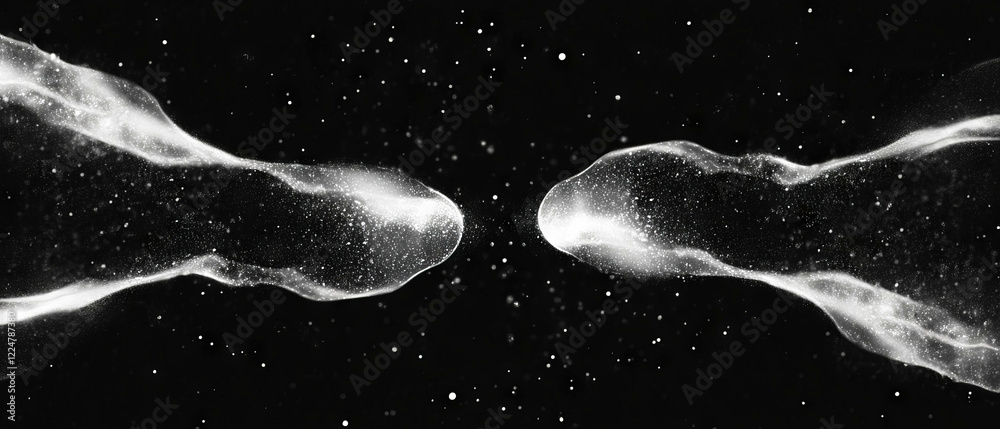 Leinwandbilder abstract arrangement of shapes and dust particles with empty space on black background