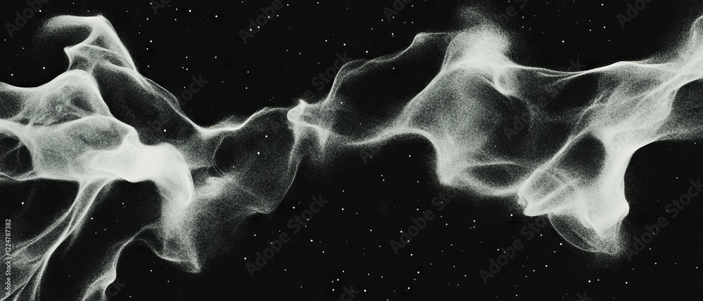 Aufkleber artistic arrangement of abstract shapes and dust particles on a black background