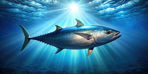 Obraz premium Breathtaking underwater shots capture vibrant tuna, perfectly composed using the rule of thirds.