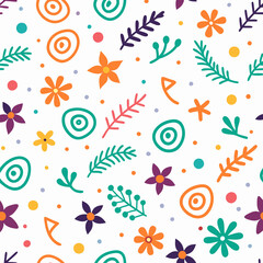 Fototapeta premium Colorful floral and geometric seamless pattern. (3)