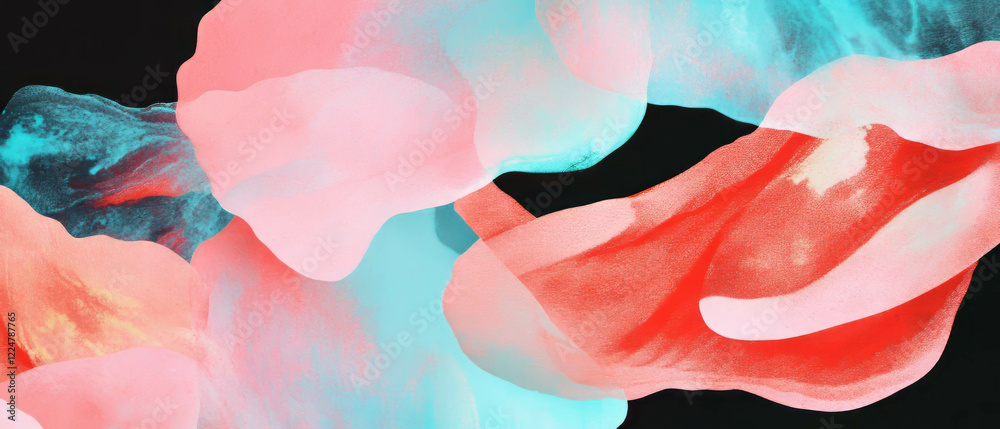 Poster colorful abstract watercolor shapes with text space on dark background for artistic expression