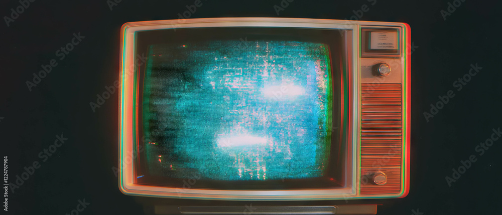 Poster Overlay texture of an analog TV screen displaying a dim and dark image