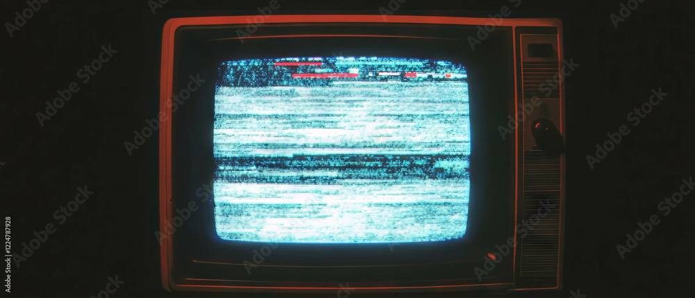Poster Overlay texture of an analog TV screen with a dim display demonstrating low brightness
