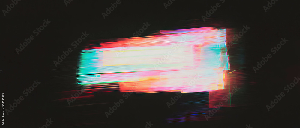 Poster overlay texture mimicking analog tv screen distortion with color bleed against black background