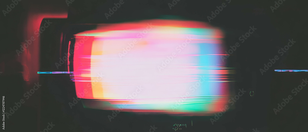 Poster Overlay texture of distorted colors on an analog TV screen with signal interference