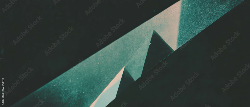 Poster Exploration of angular film grain overlay with geometric design on a dark backdrop