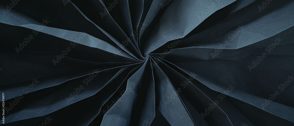 Aufkleber Sharp geometric design of angular paper folds on a dark background with a central focus point