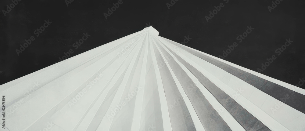 Aufkleber Angular paper folds creating a striking geometric design against a black background