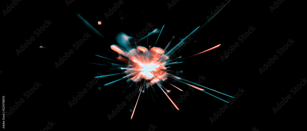Poster Angular triangular spark texture creating a dynamic visual effect against a black background