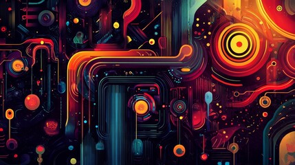 Obraz premium Digital network connections illuminated abstract graphics for cyberspace technology