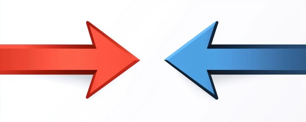 Web design arrows, red points left, blue right, vector design.