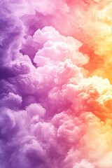 Fototapeta premium Dreamy abstract cloudscape with vibrant purple pink orange and yellow gradient colors