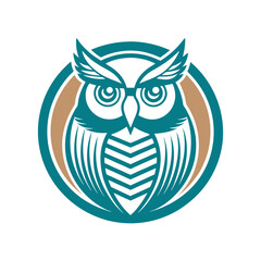 Owl logo on Retro Vintage Background Vector Illustration T-shirt design Art