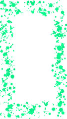 Green paint splatters framing a white background, vibrant abstract border design