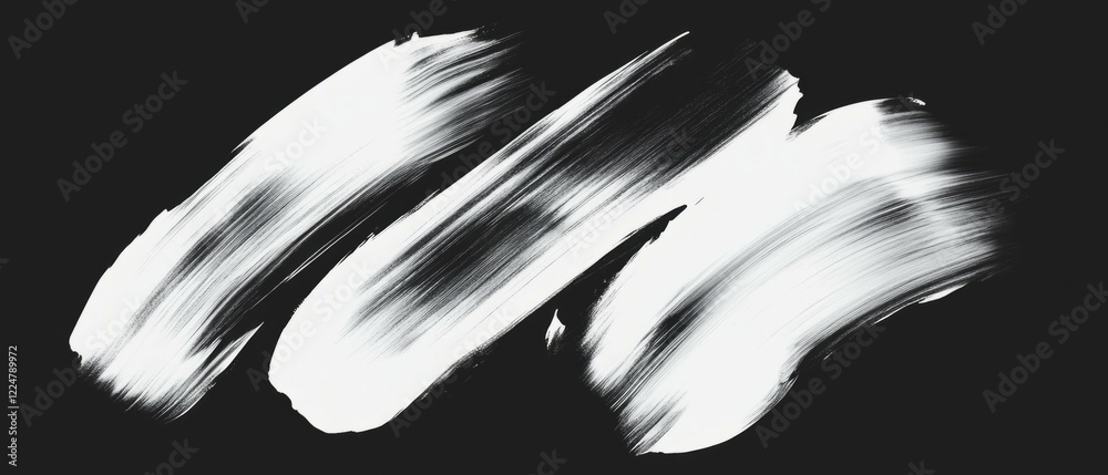Poster Brushstroke texture with flat brush effect on a black background for artistic expressions