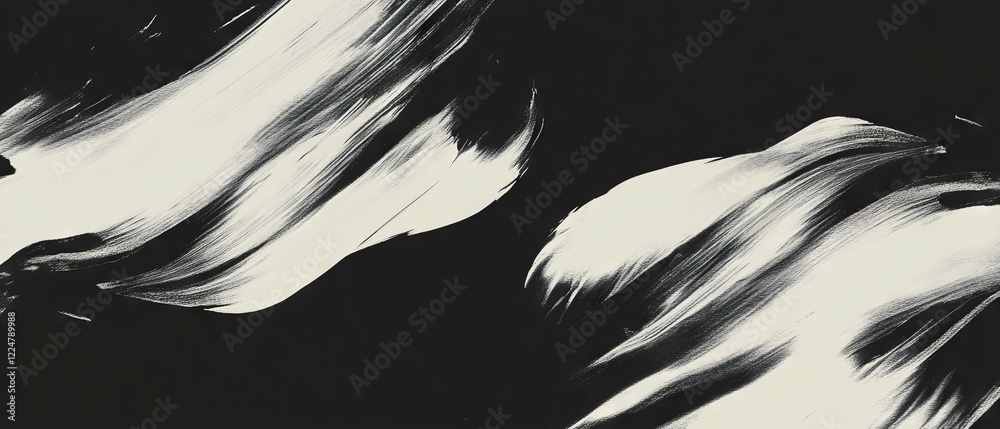 Fototapete brushstrokes with fan brush effect creating textured lines on a black background