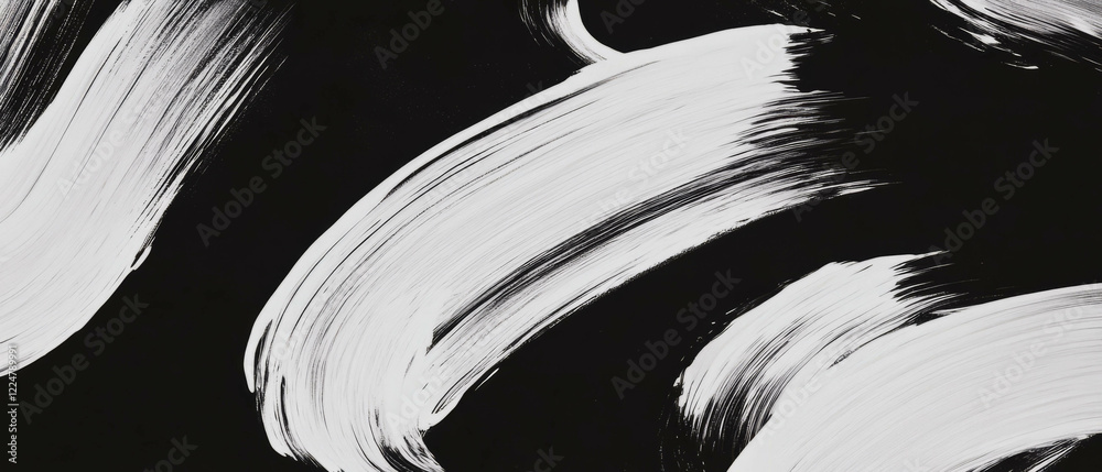 Poster Dynamic brushstrokes create striking texture against a black background