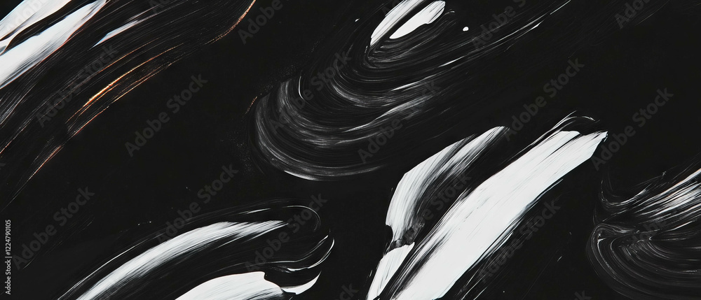 Poster dynamic impasto brushstrokes create striking contrast on black background