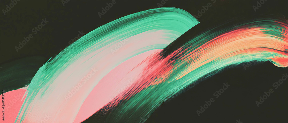 Poster brushstrokes in soft colors create a textured artwork against a dark background