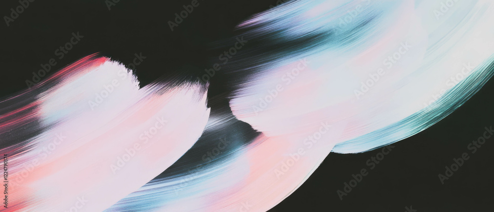Poster Brushstrokes with muted colors create a soft effect against a black background